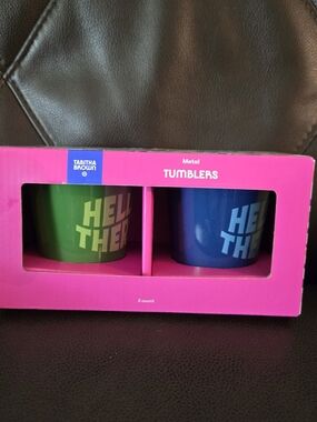 Tabitha Metal Tumblers Set in Green & Blue